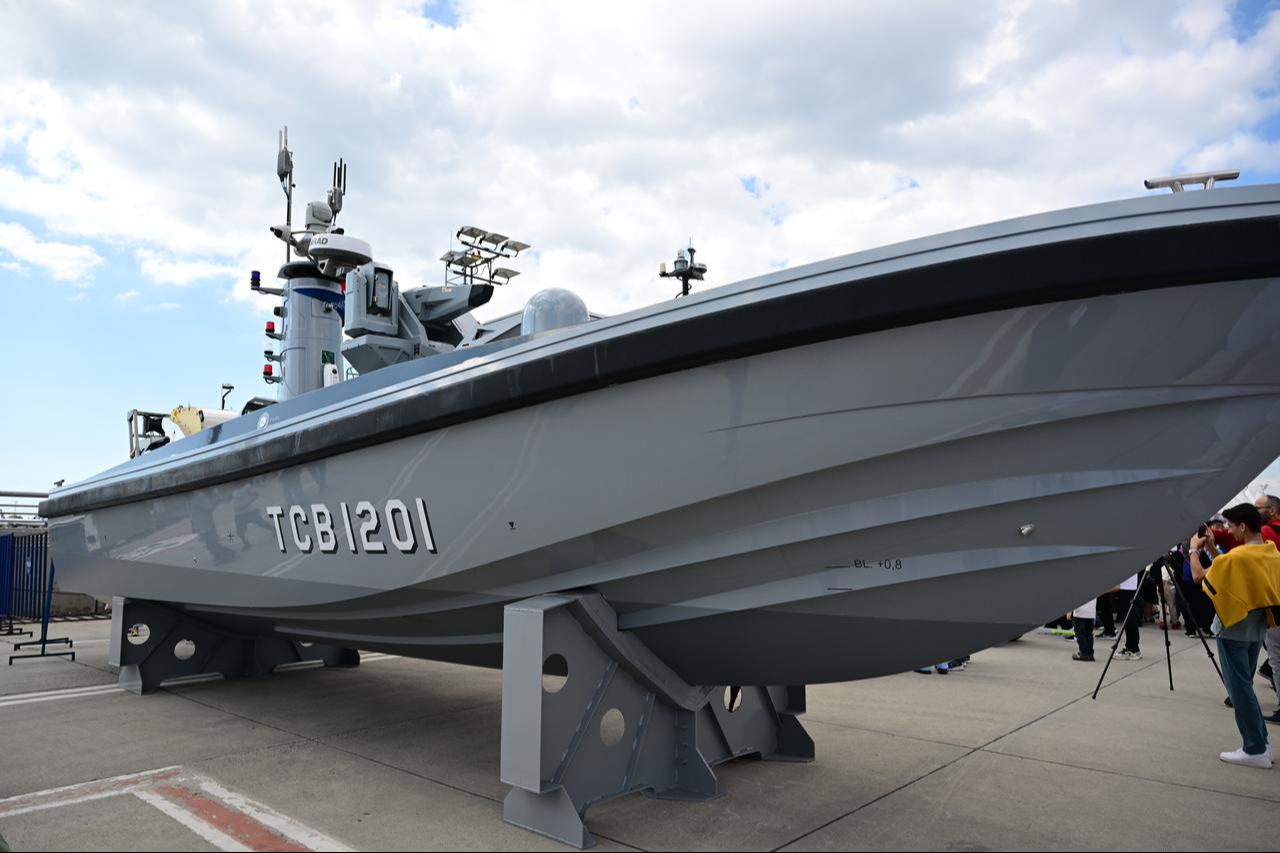 A view of the armed unmanned surface vessel (AUSV) SANCAR, developed within the Turkish defense industry in Istanbul, Türkiye,  September 20, 2025. (AA Photo)