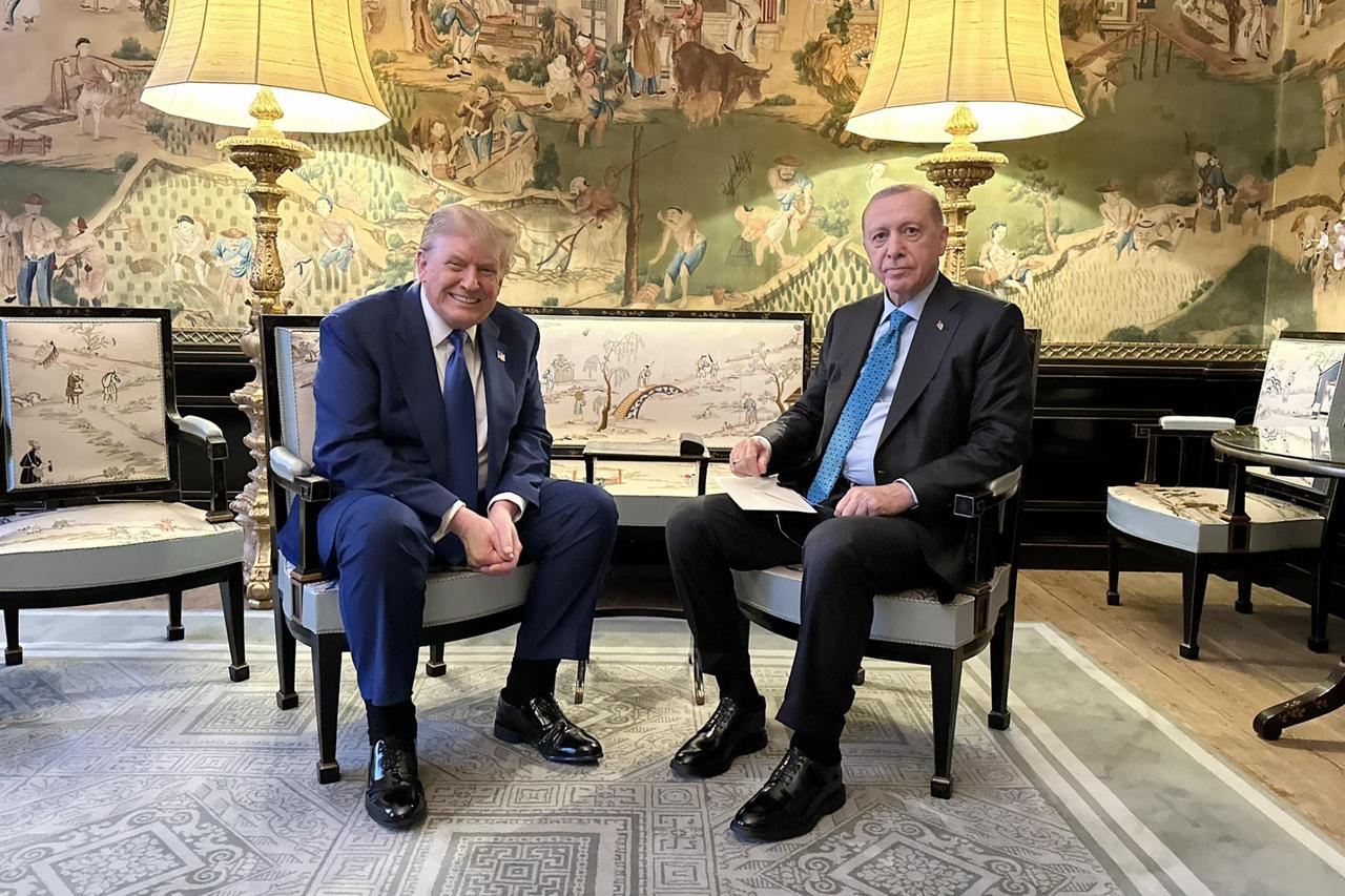 President Recep Tayyip Erdogan and U.S. President Donald Trump meet as part of the NATO Summit in The Hague, the Netherlands, June 24, 2025. (Photo via Turkish Presidency)