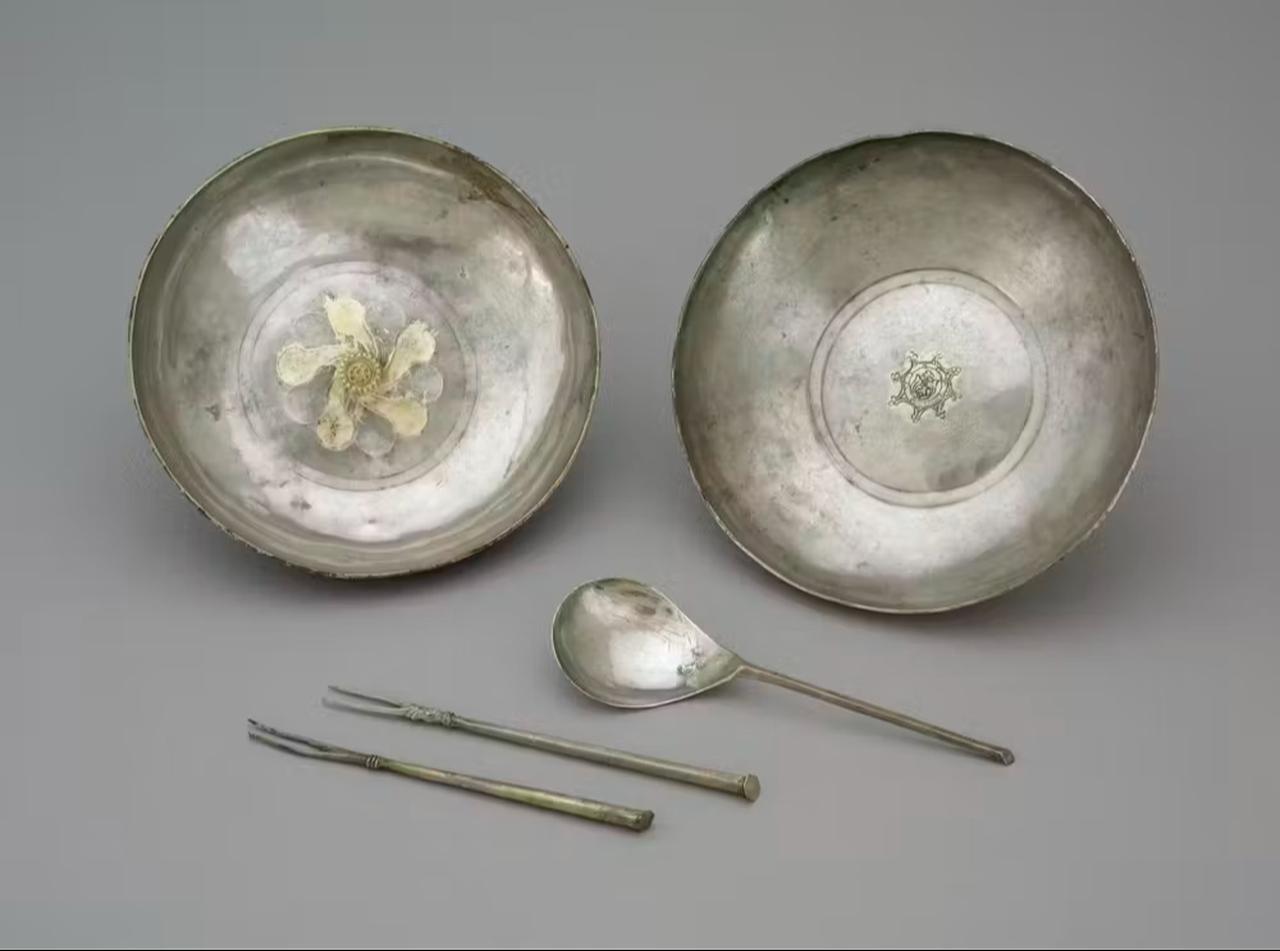 Bowls, forks and a spoon made in Venice, Italy, 16th century. (Photo via British Museum)