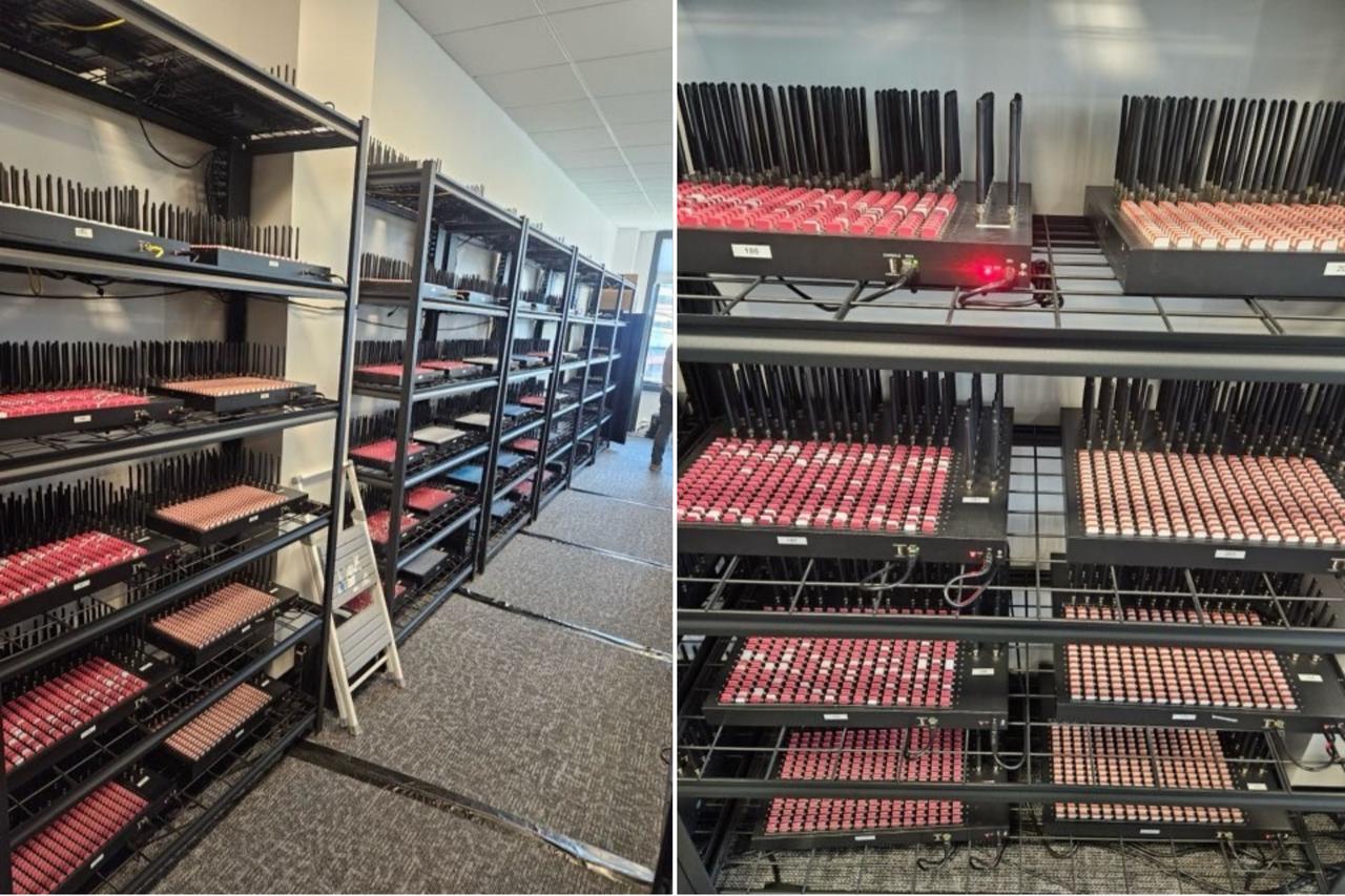 Dismantled communications devices that were part of an anonymous network in New York, US, according to USSS, Sept. 23, 2025. (Photo via US Secret Service)