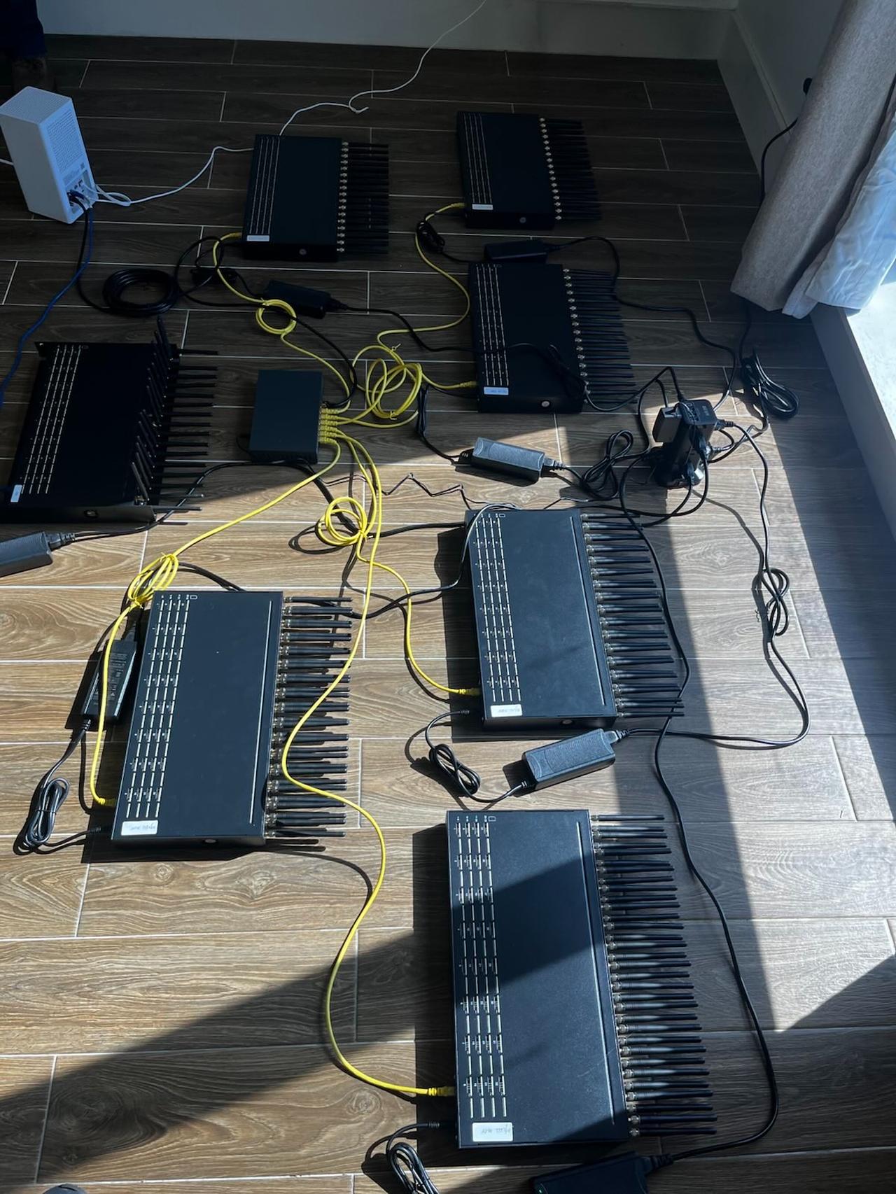 Dismantled communications devices that were part of an anonymous network in New York, US, according to USSS, Sept. 23, 2025. (Photo via US Secret Service)