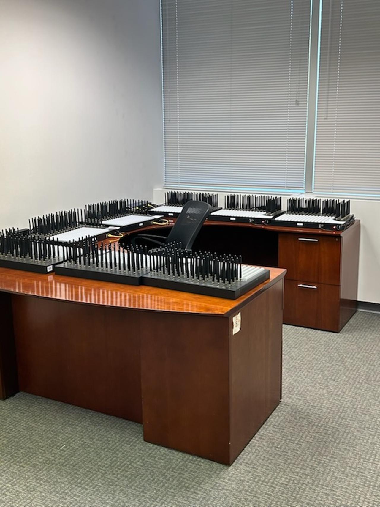 Dismantled communications devices that were part of an anonymous network in New York, US, according to USSS, Sept. 23, 2025. (Photo via US Secret Service)
