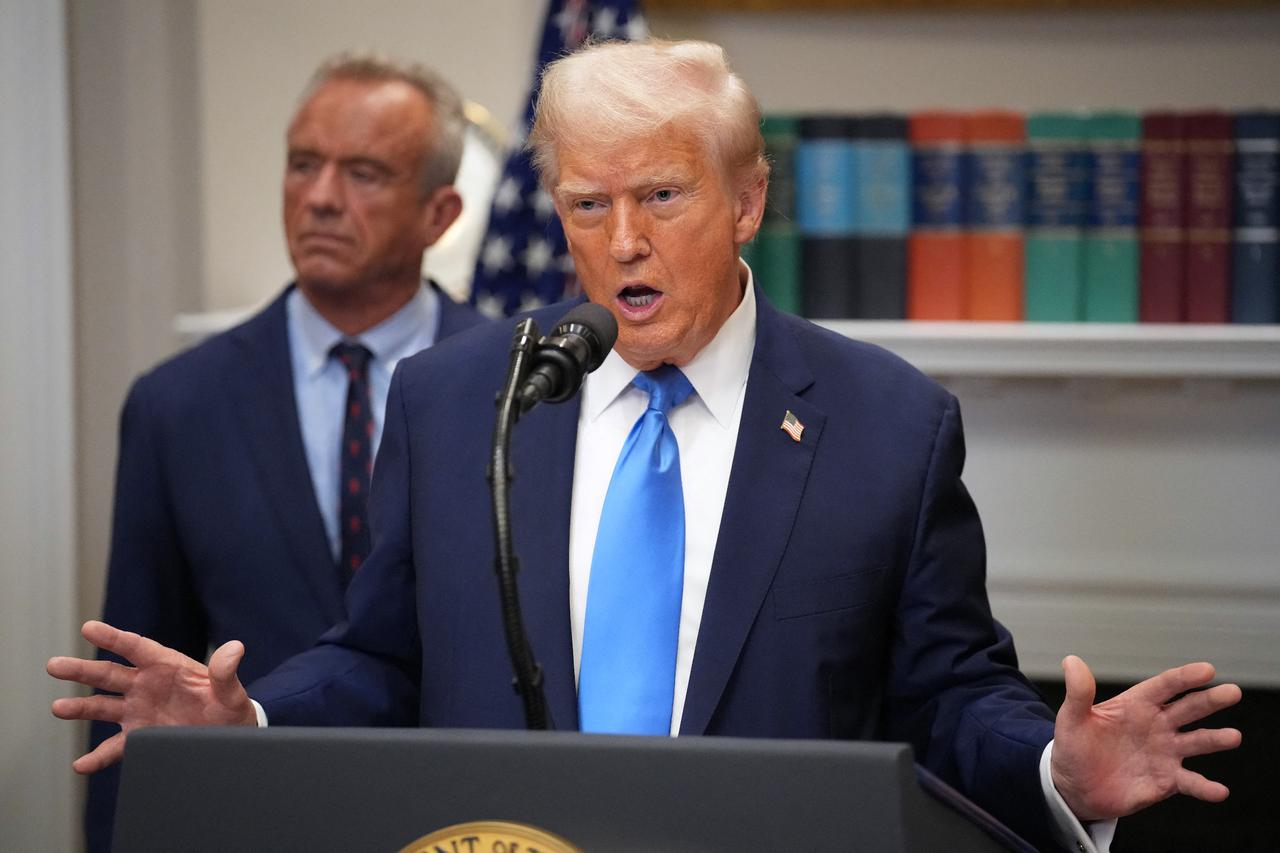 U.S. President Donald Trump answers questions after making an announcement on “significant medical and scientific findings for America’s children” in the Roosevelt Room of the White House in Washington, U.S. on Sept. 22, 2025. (AFP Photo)