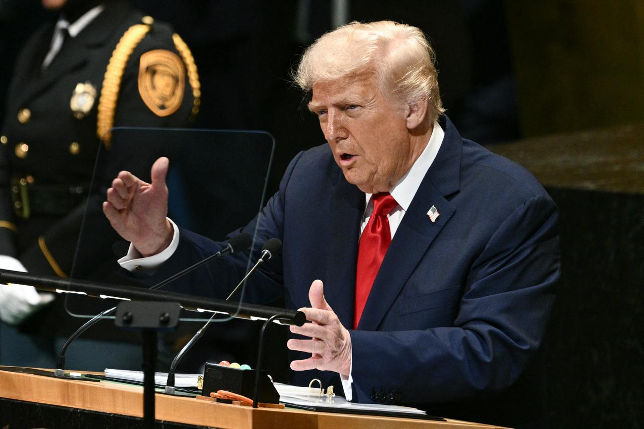 US President Donald Trump delivers remarks to the United Nations General Assembly at the UN headquarters in New York City on Sep. 23, 2025. (AFP Photo)