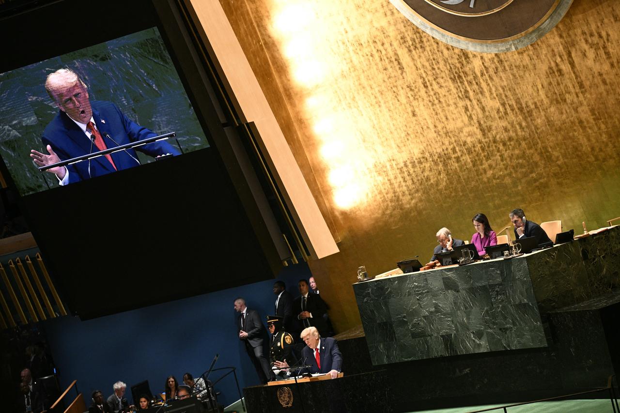 US President Donald Trump delivers remarks to the United Nations General Assembly at the UN headquarters in New York City on Sep. 23, 2025. (AFP Photo)