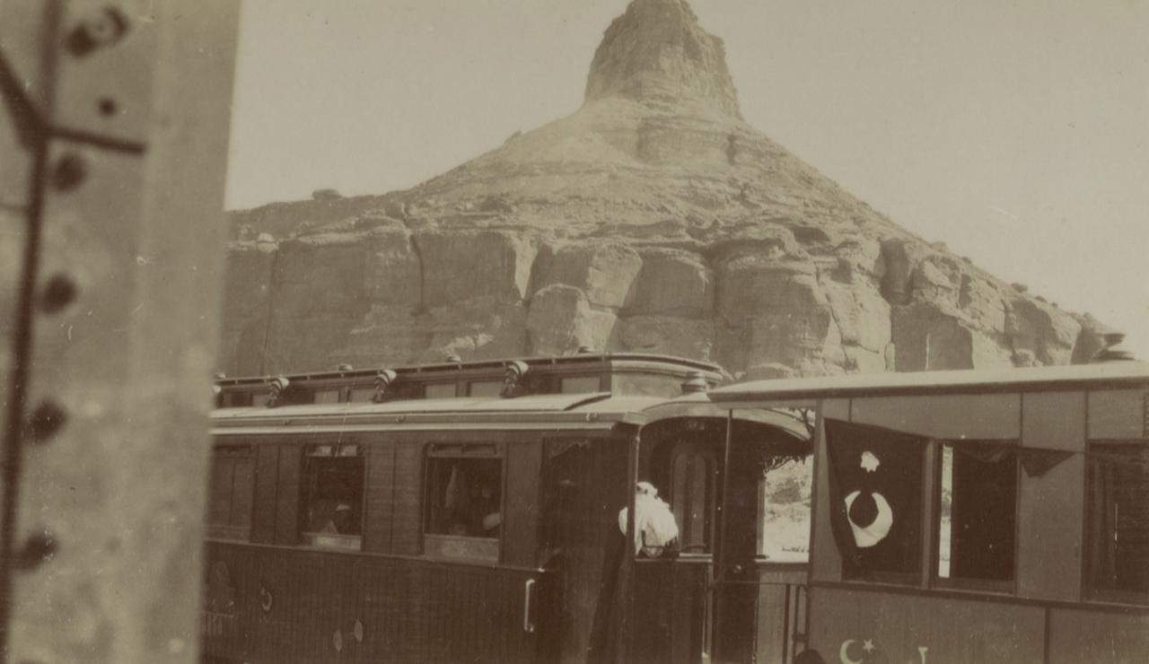Railroad cars traveling on the Hejaz Railway line, 1907. (Photo via Karl Lorenz Auler)