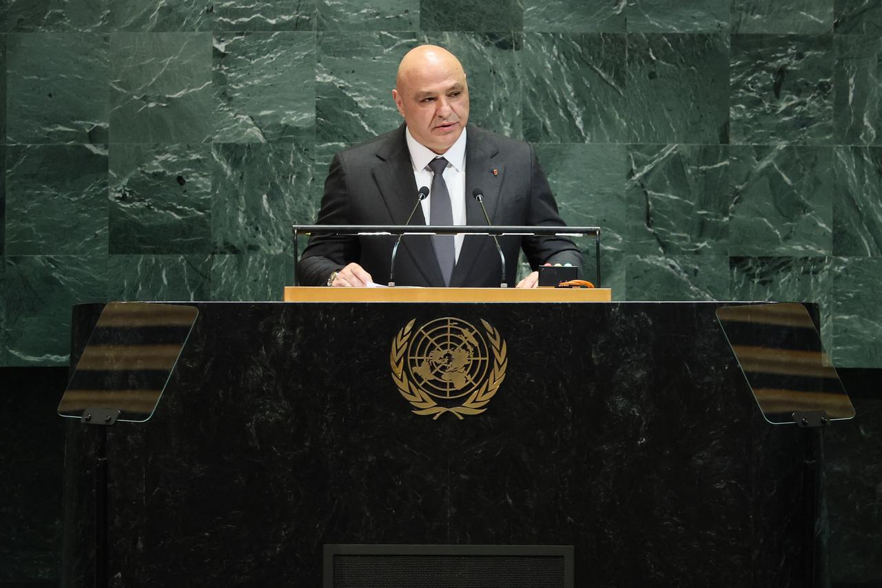 President of Lebanon Joseph Aoun speaks during United Nations General Assembly (UNGA) at the United Nations headquarters on September 23, 2025 in New York City. (AFP Photo)