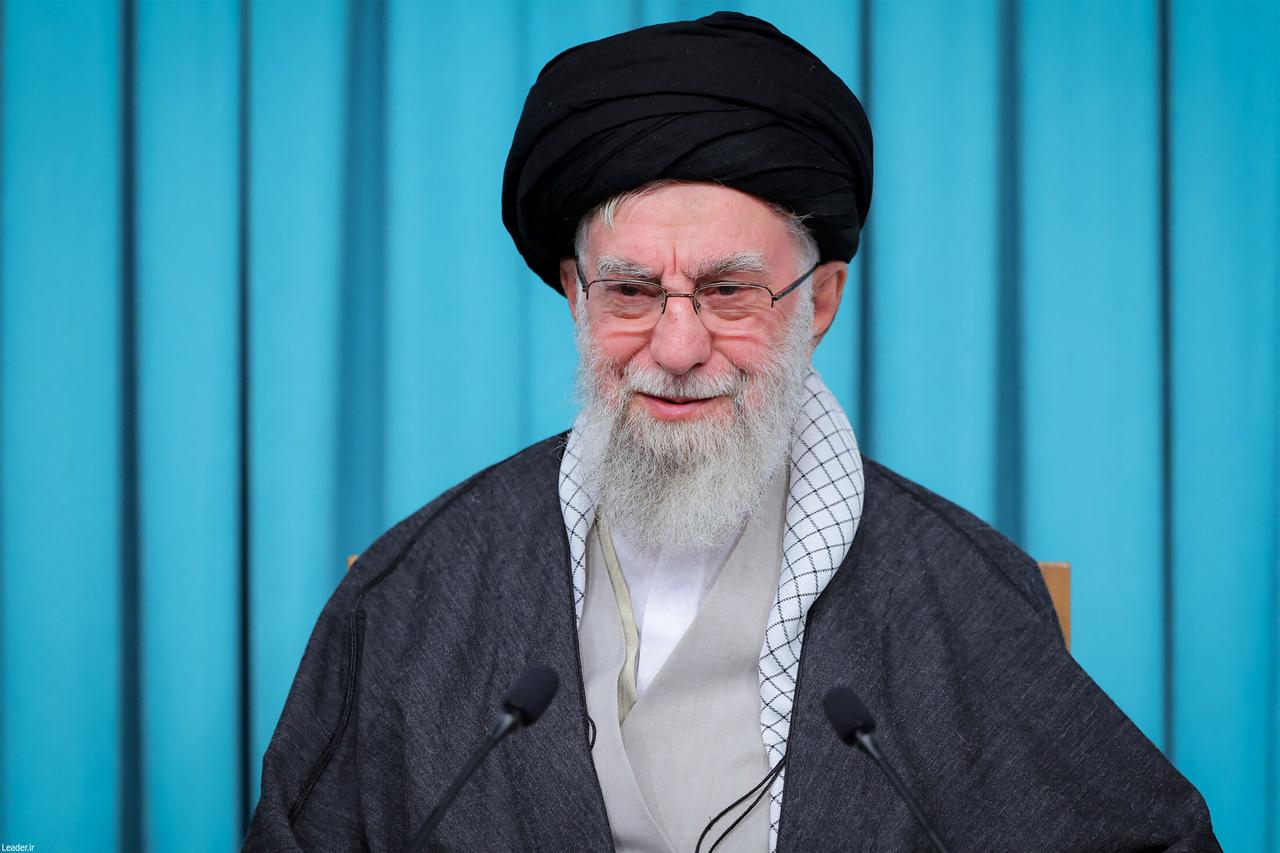 Iranian supreme leader Ayatollah Ali Khamenei official website shows him speaking during a televised address in Tehran, on September 23 2025. (Photo by KHAMENEI.IR / AFP)