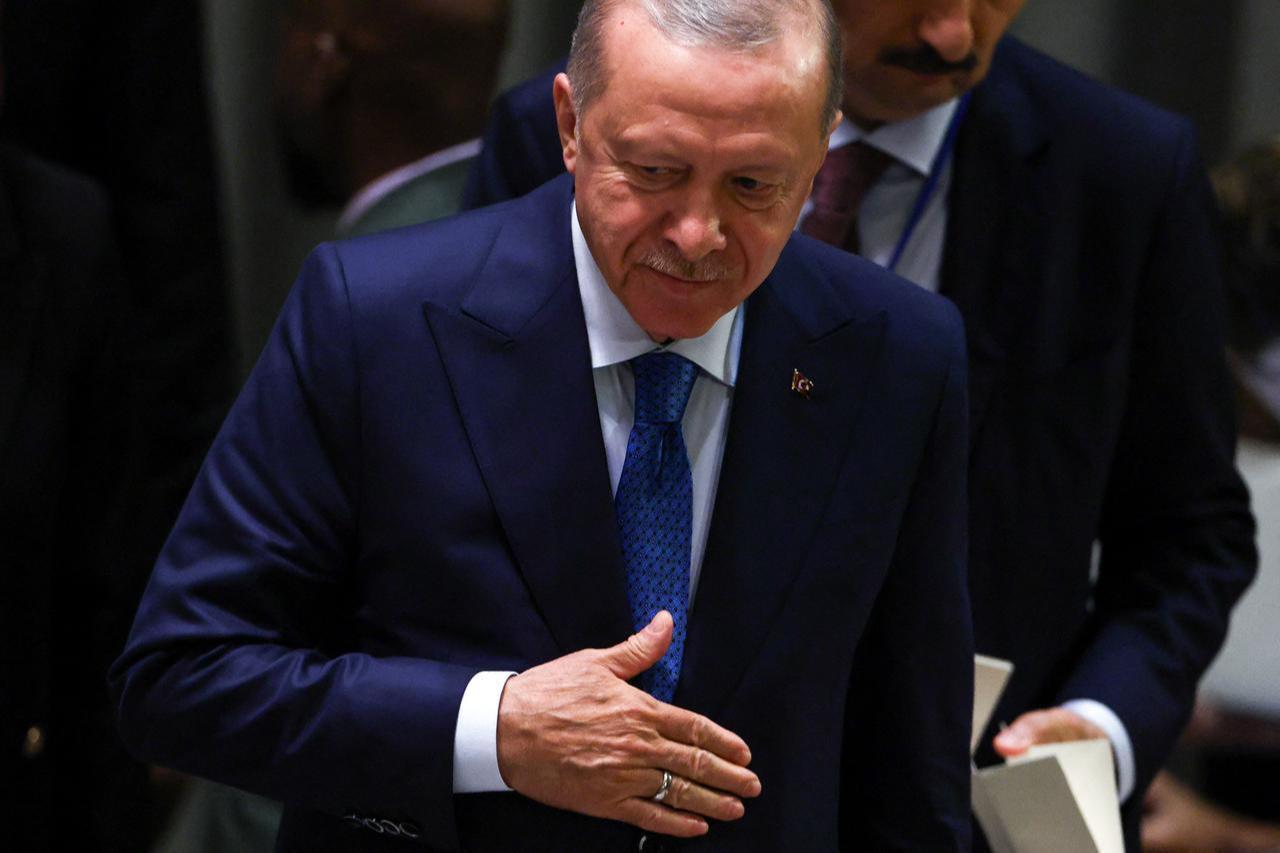 Turkeys President Recep Tayyip Erdogan departs after speaking during the  Climate Summit 2025  on the sidelines of the United Nations General Assembly at the UN headquarters in New York City on Sep. 24, 2025. (AFP Photo)