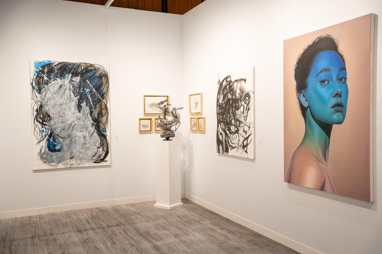Paintings and sculptures on display at Contemporary Istanbul's 20th edition, Sept. 24, 2025. (AA Photo)