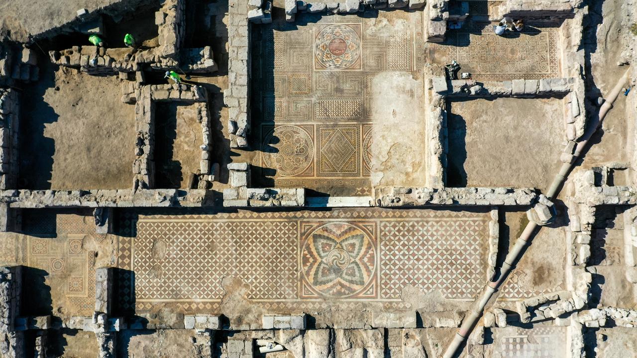 Orensehir neighborhood of Incesu district in Kayseri, Türkiye, where excavations are ongoing, has revealed the largest mosaic structure in central Anatolia, Sept. 23, 2025. (IHA Photo)