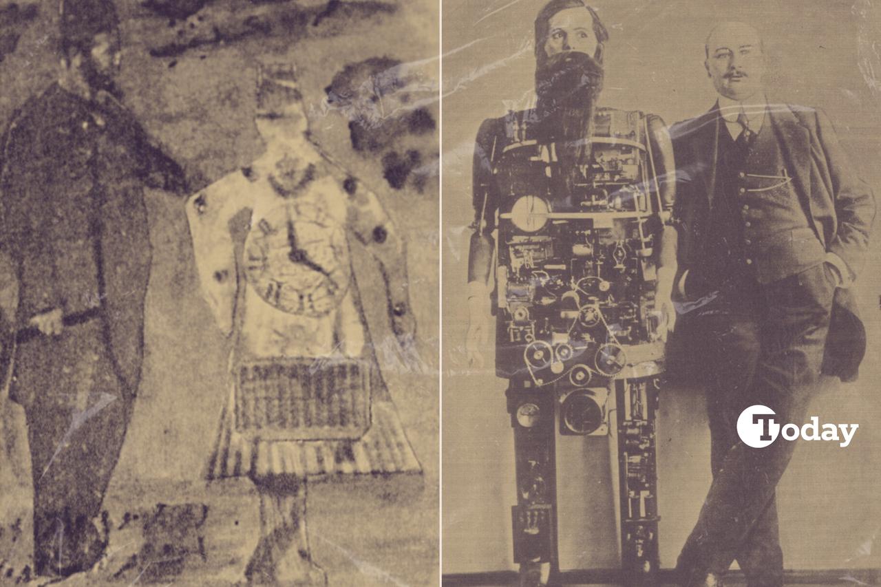 On the left, the supposed semazen-shaped Alamet illustration; on the right, Adolph Whitman with “Barbarossa,” showing the real origin of the reused imagery. (Photo collage by Türkiye Today team)