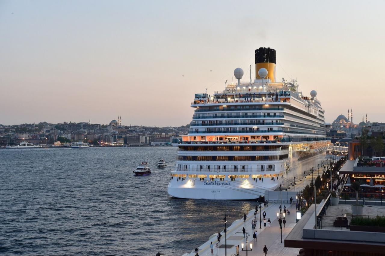 The Costa Venezia cruise ship berthed at Galataport Istanbul, Türkiye. (Photo via Ministry of Culture and Tourism)
