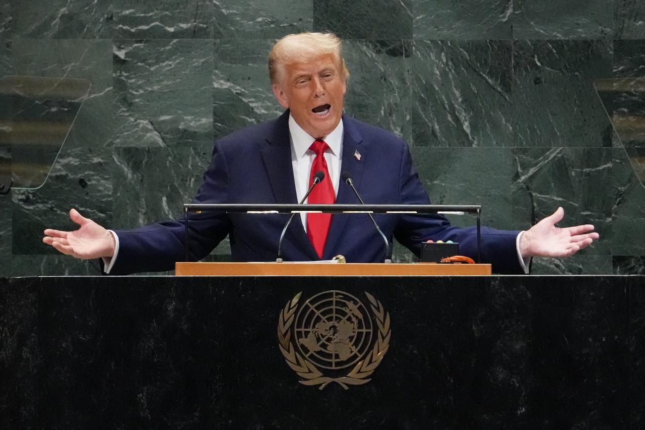 US President Donald Trump delivers remarks to the United Nations General Assembly at the UN headquarters in New York City, United States, Sept. 23, 2025. (AFP Photo)