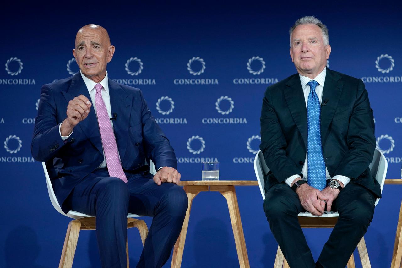 (L-R) Amb. Tom Barrack, U.S. Ambassador to Türkiye and Special Envoy to Syria, speaks during the 2025 Concordia Annual Summit on Sept. 24, 2025, in New York City. (AFP Photo)