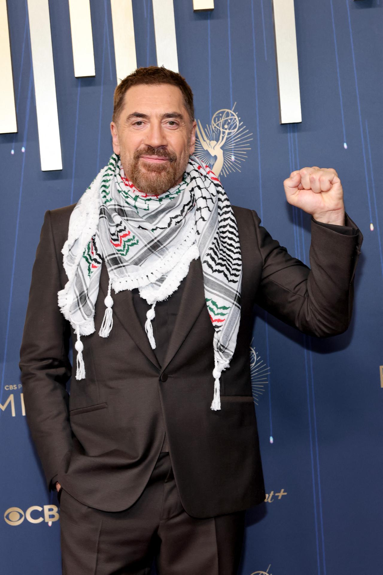 Javier Bardem attends the 77th Primetime Emmy Awards at Peacock Theater in Los Angeles, Californiaon September 14, 2025 . ( AFP Photo )