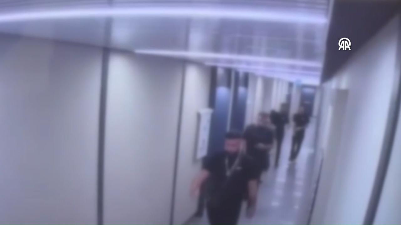 CCTV footage screengrabbed from video shows the suspects, including Interpol red notice fugitive Eric J. in Sariyer drug bust in Istanbul, Türkiye. (AA Photo)