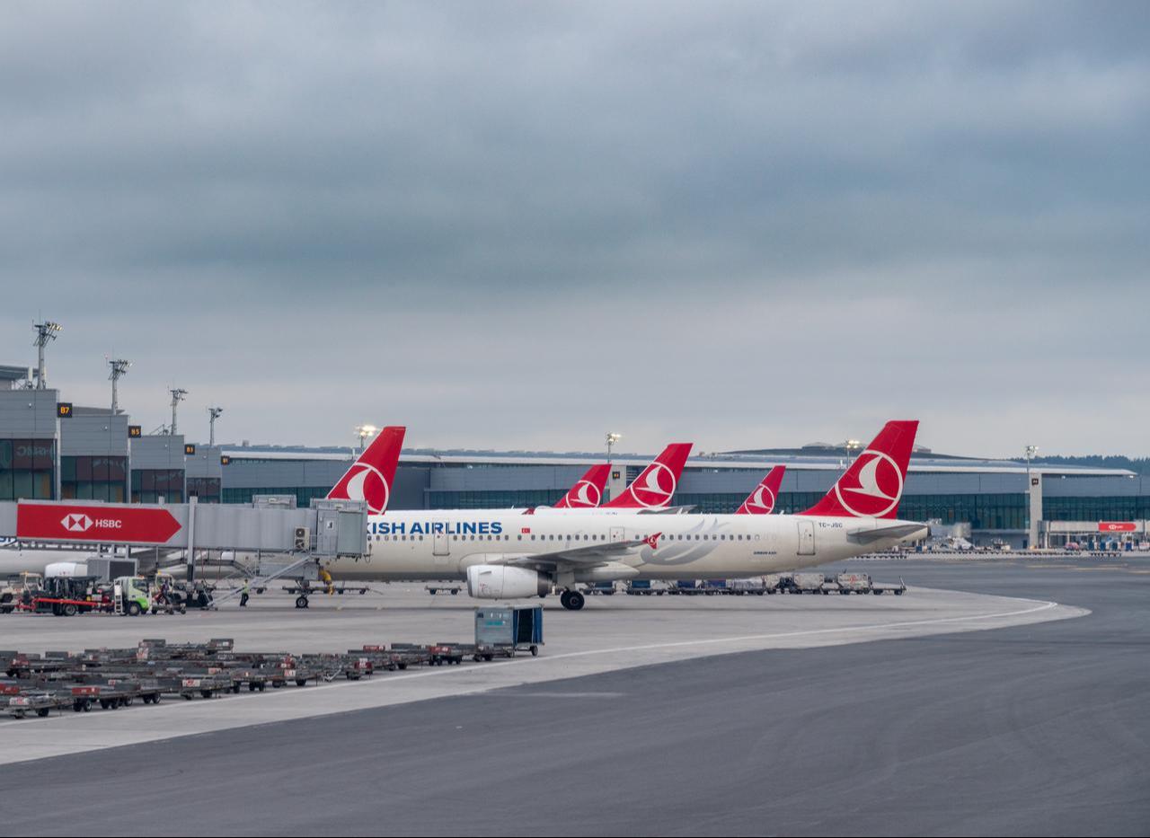 Turkish Airlines planes at the gates of the new Istanbul Airport, known by the IATA code IST, in Istanbul, Türkiye, on May 3, 2019. (Adobe Stock Photo)
