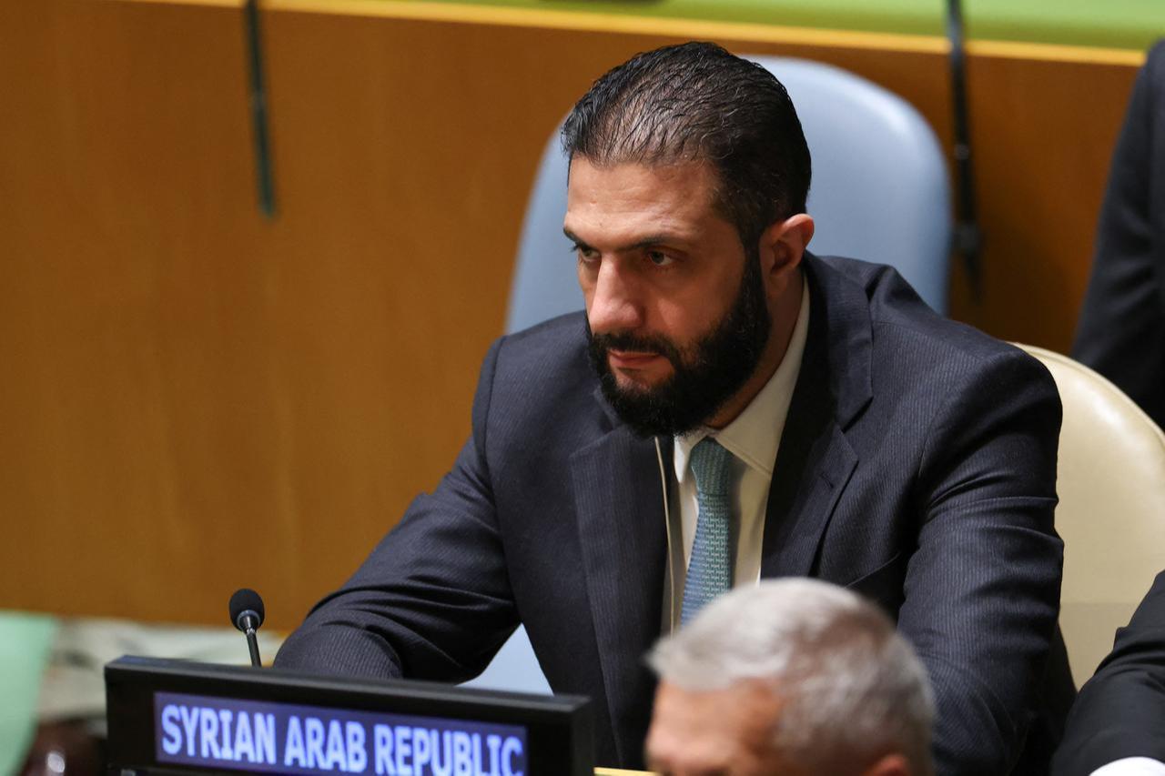 Syrian President Ahmed al-Sharaa listens during the General Debate of the United Nations General Assembly at the UN headquarters in New York City, United States Sept. 23, 2025. (AFP Photo)