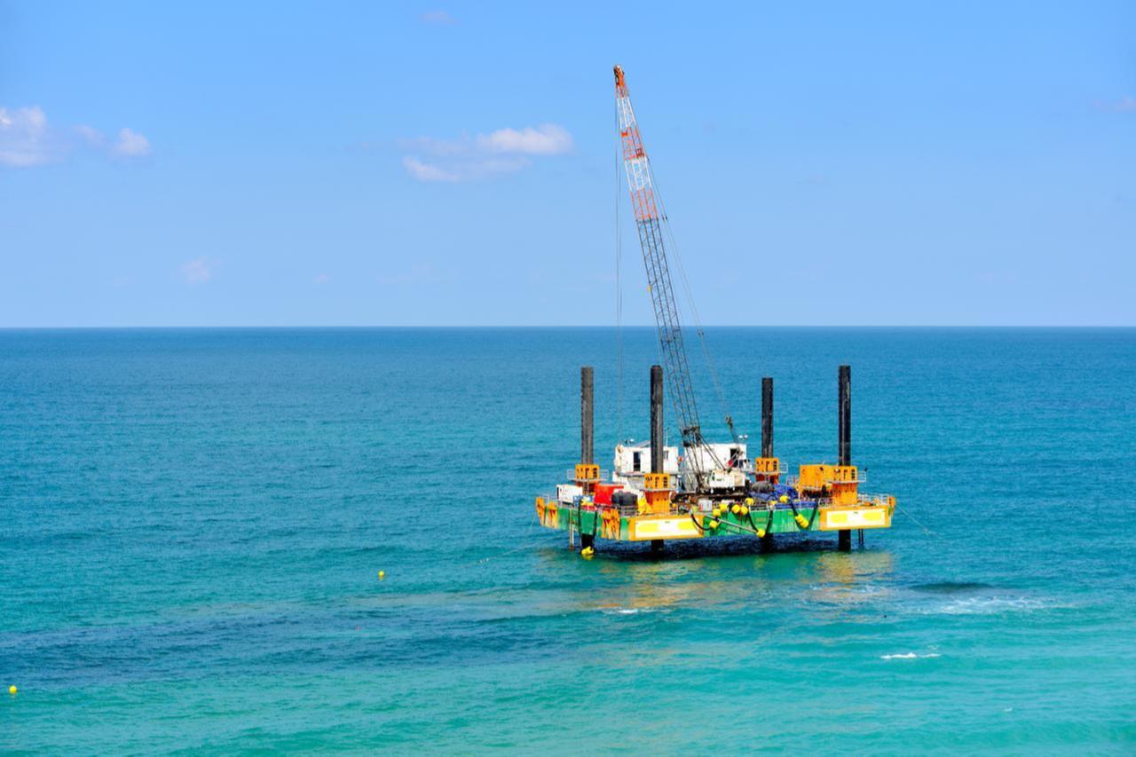 Aerial view of a floating offshore drilling platform stationed in the Mediterranean Sea. (Adobe Stock Photo)