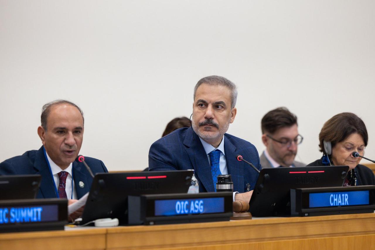 Foreign Minister Hakan Fidan chairs the Annual Coordination Meeting of the Organization of Islamic Cooperation (OIC) Foreign Ministers in New York, Sept. 26, 2025. (AA Photo)