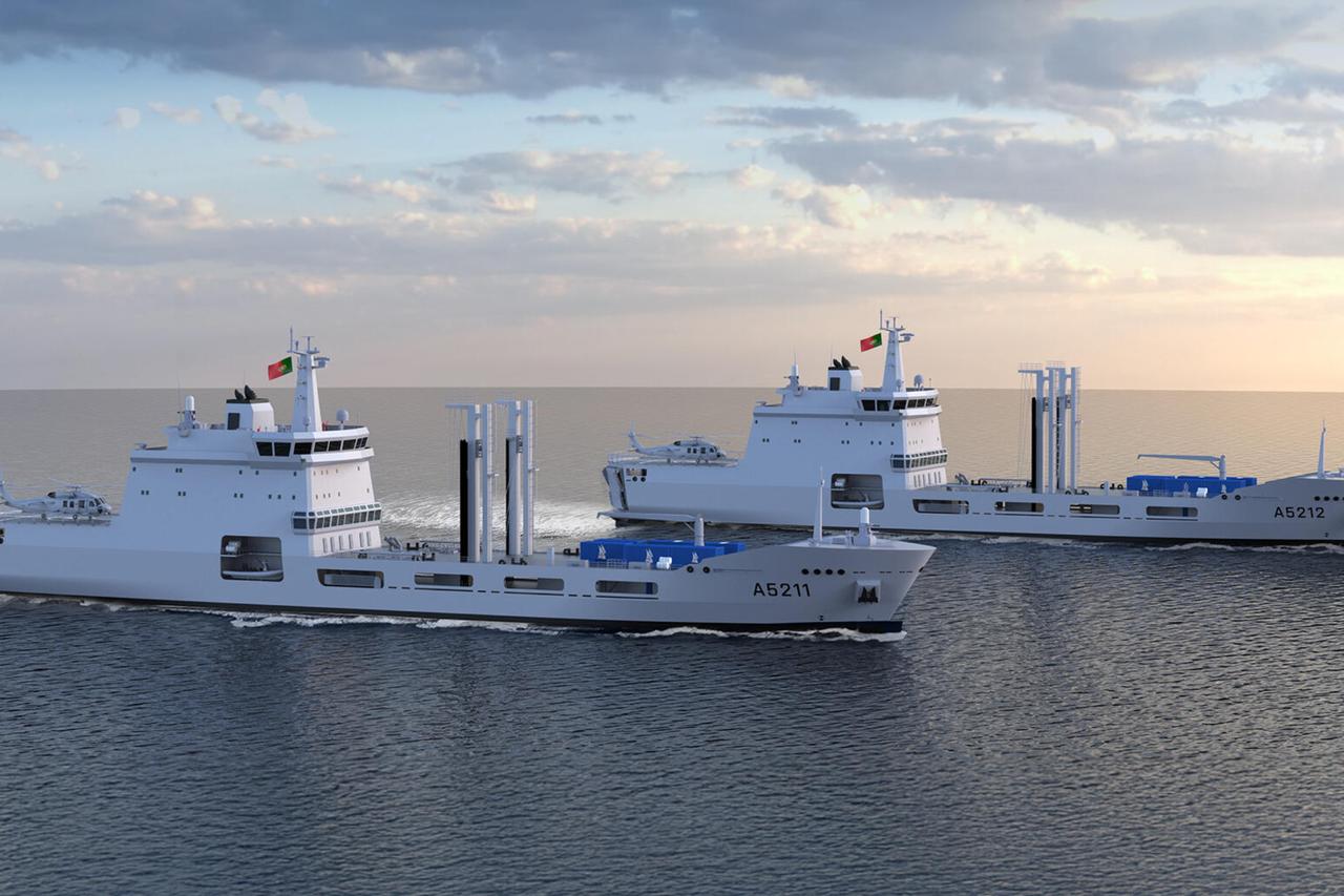 The illustration shows the Turkish STMs Multi-Purpose Auxiliary Oiler Replenishment (AOR+) vessels being built for the Portuguese Navy. (Photo via STM)