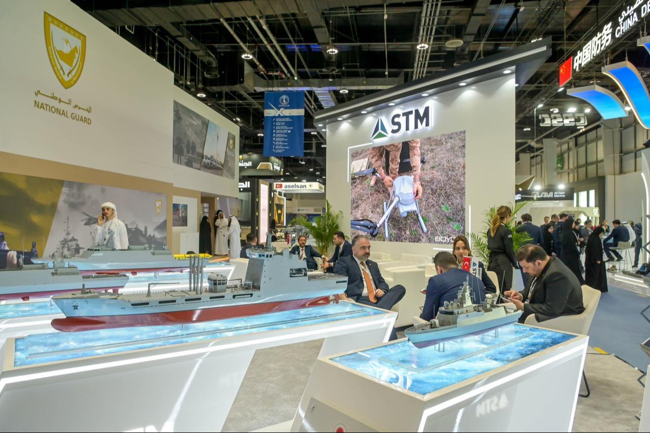 Turkish defense firm STM's Advanced military equipments, UAV's, ships are displayed at the IDEX and NAVDEX 2025 in Abu Dhabi, United Arab Emirates, on February 17, 2025. (AA Photo)