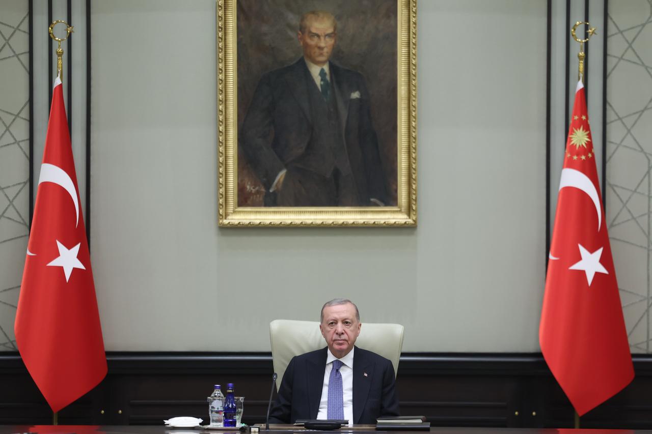 President Recep Tayyip Erdogan chairs the cabinet meeting at the Presidential Complex in Ankara, Türkiye on Sept. 29, 2025. ( TUR Presidency / AA Photo)