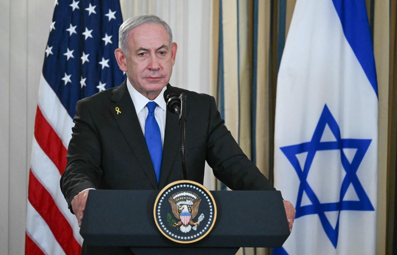 Israeli Prime Minister Benjamin Netanyahu participates in a joint press conference with US President Donald Trump in Washington, DC,  September 29, 2025. (AFP Photo)