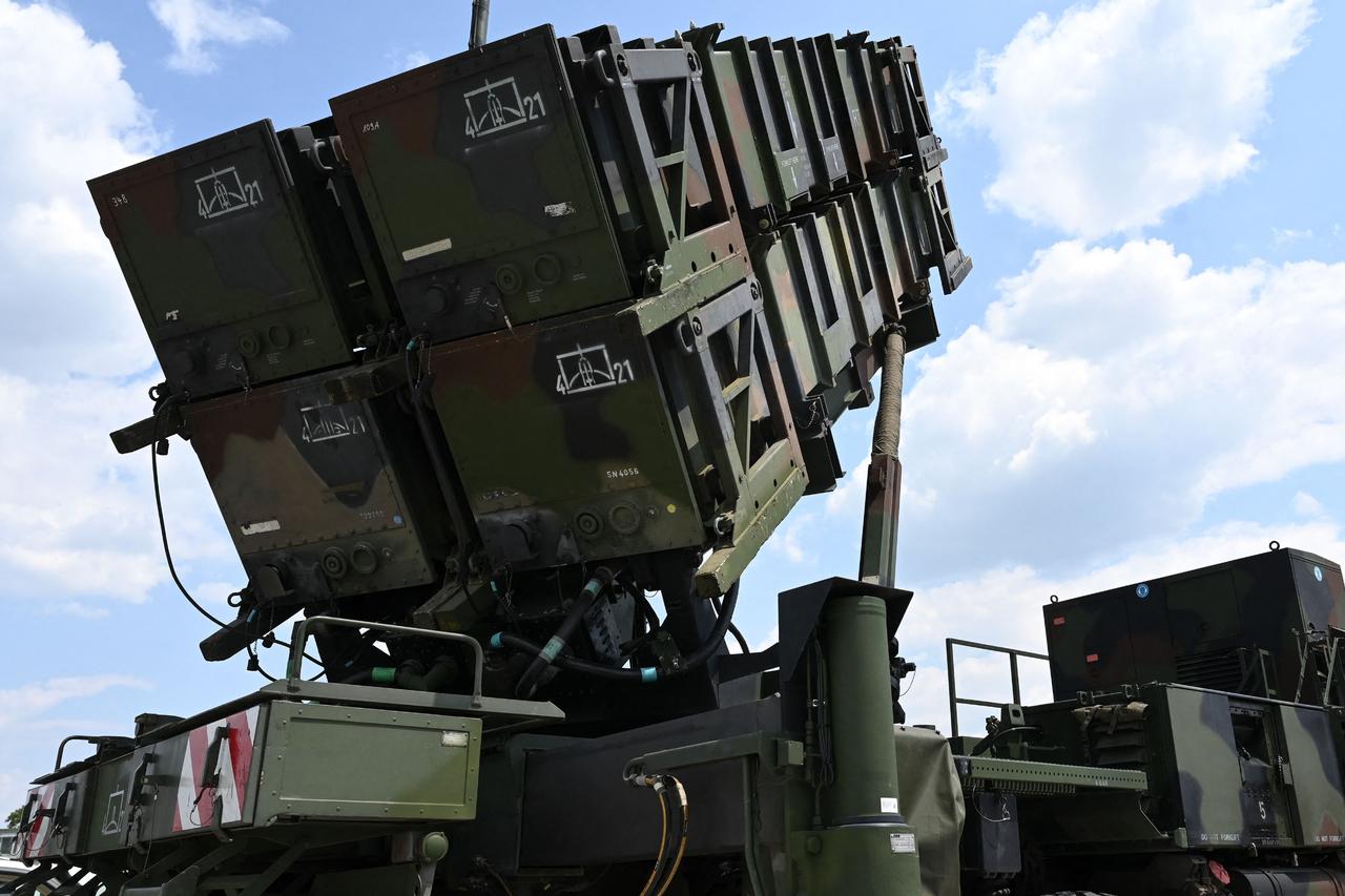 The launcher system of the Patriot (Phased Array Tracking Radar to Intercept on Target) surface-to-air missile system is pictured at a military base in Germany, June 17, 2023. (AFP Photo)