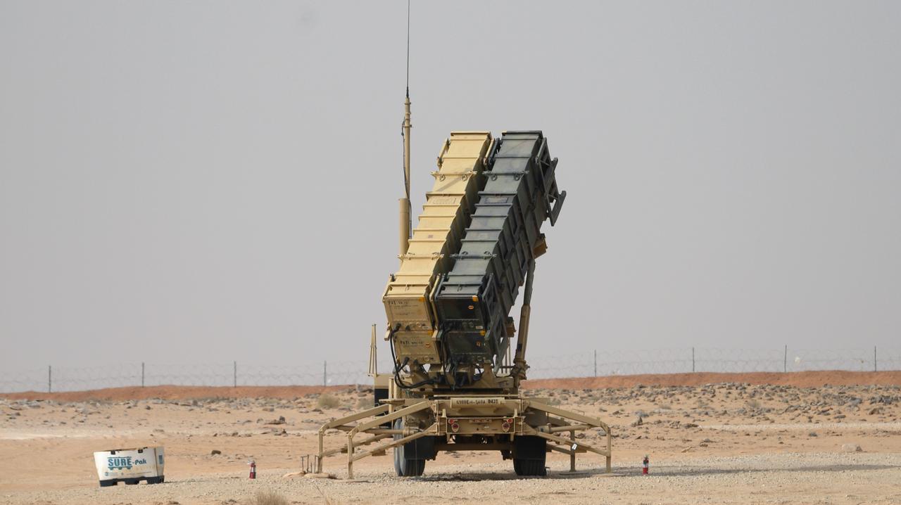 A Patriot missile battery is seen near Prince Sultan air base at al-Kharj on February 20, 2020. (AFP Photo)