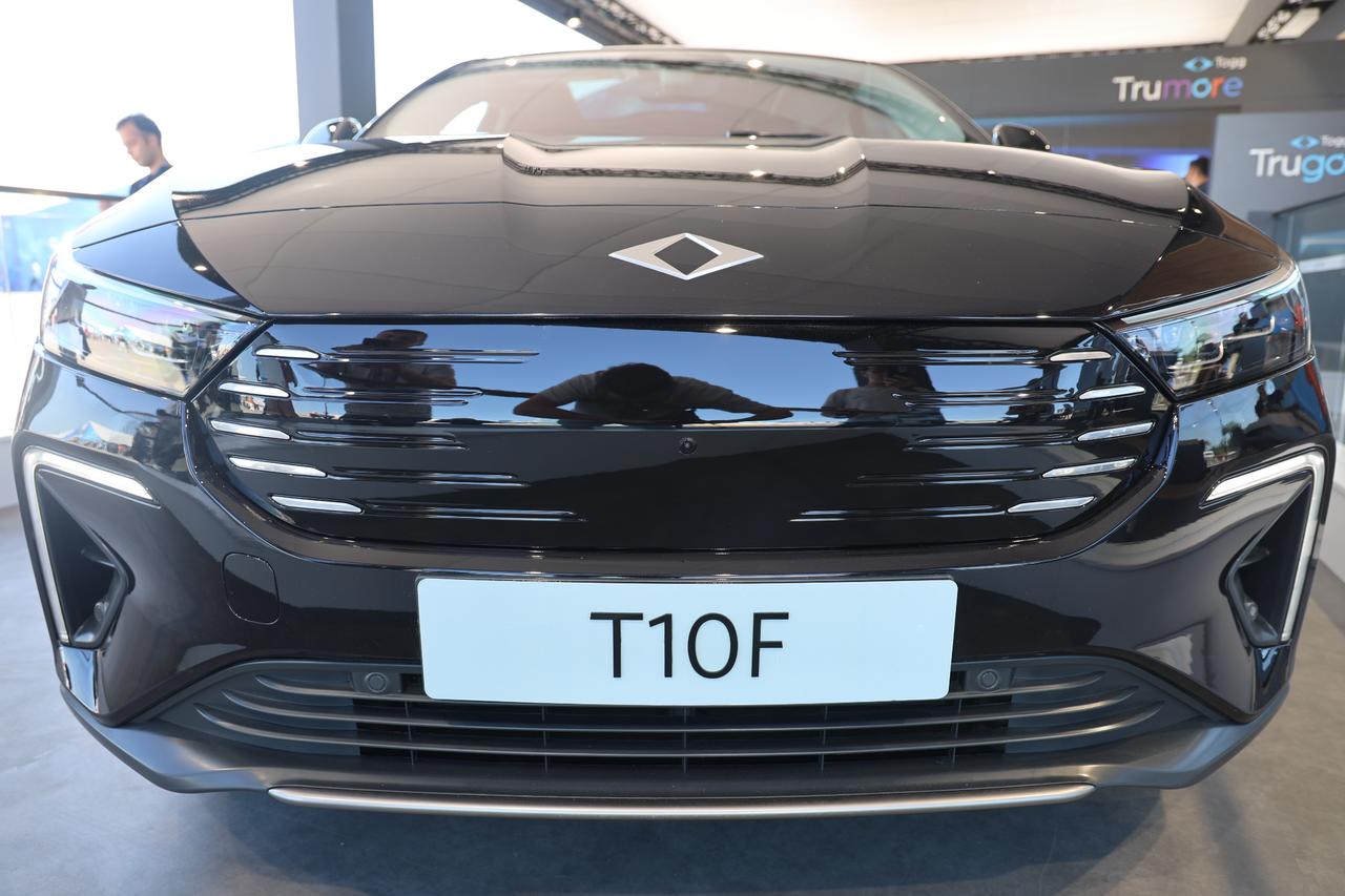 Togg’s T10F fastback sedan on display in Adana, Türkiye, October 3, 2024. (IHA Photo)