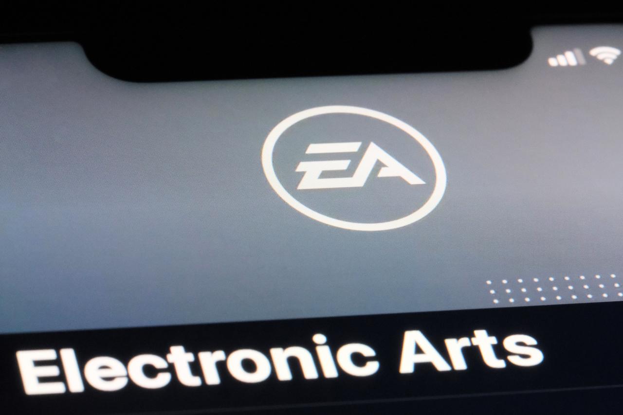 Electronic Arts logo displayed on a screen in Shanghai, China, August 1, 2023. (Adobe Stock Photo)