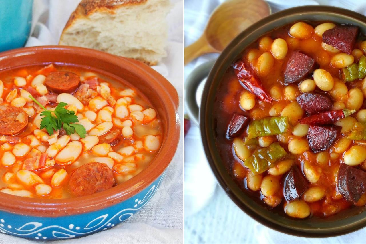 Fabada Asturiana from Spain (left) and Türkiye’s beloved kuru fasulye (right) share striking similarities as hearty bean stews. (Photo collage by Türkiye Today team)