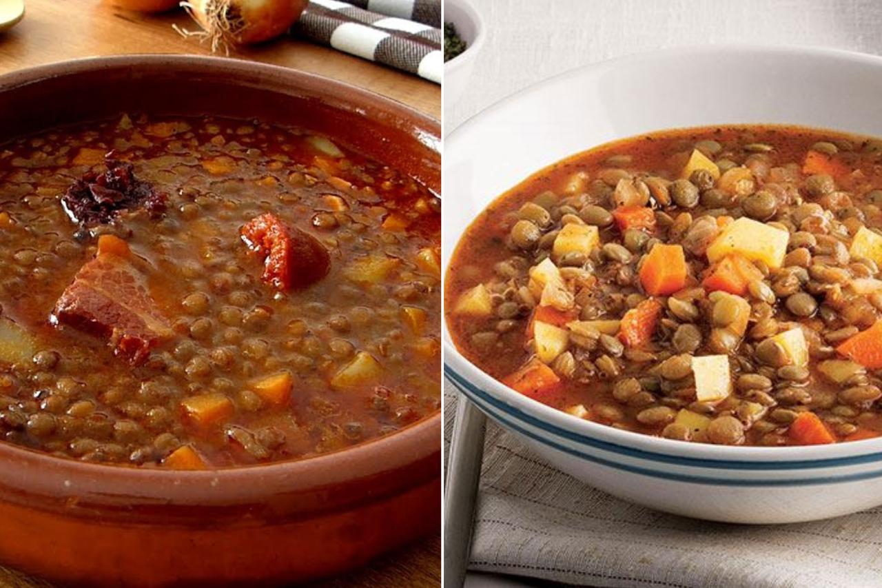 Spanish lentejas estofadas (left) and Türkiye’s mercimek yemegi (right) both showcase the rich tradition of lentil stews. (Photo collage by Türkiye Today team)