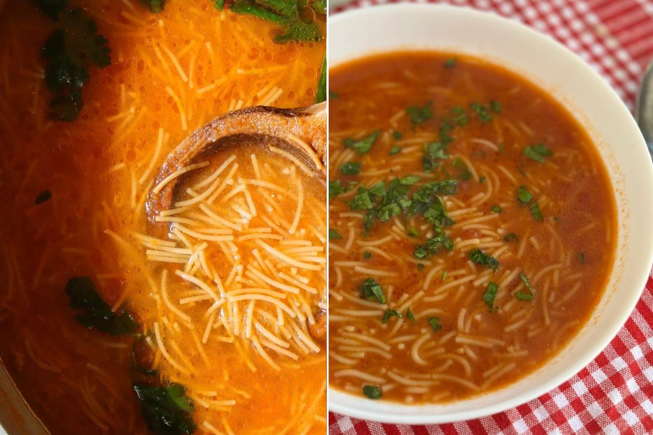 Spanish sopa de fideos (left) and Türkiye’s sehriyeli corba (right) both highlight the comfort of simple noodle soups. (Photo collage by Türkiye Today team)