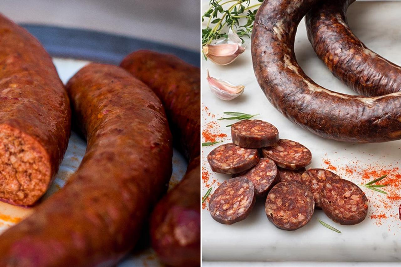 Spanish chorizo (left) and Türkiye’s sucuk (right) both stand out as iconic spiced sausages in their culinary traditions. (Photo collage by Türkiye Today team)
