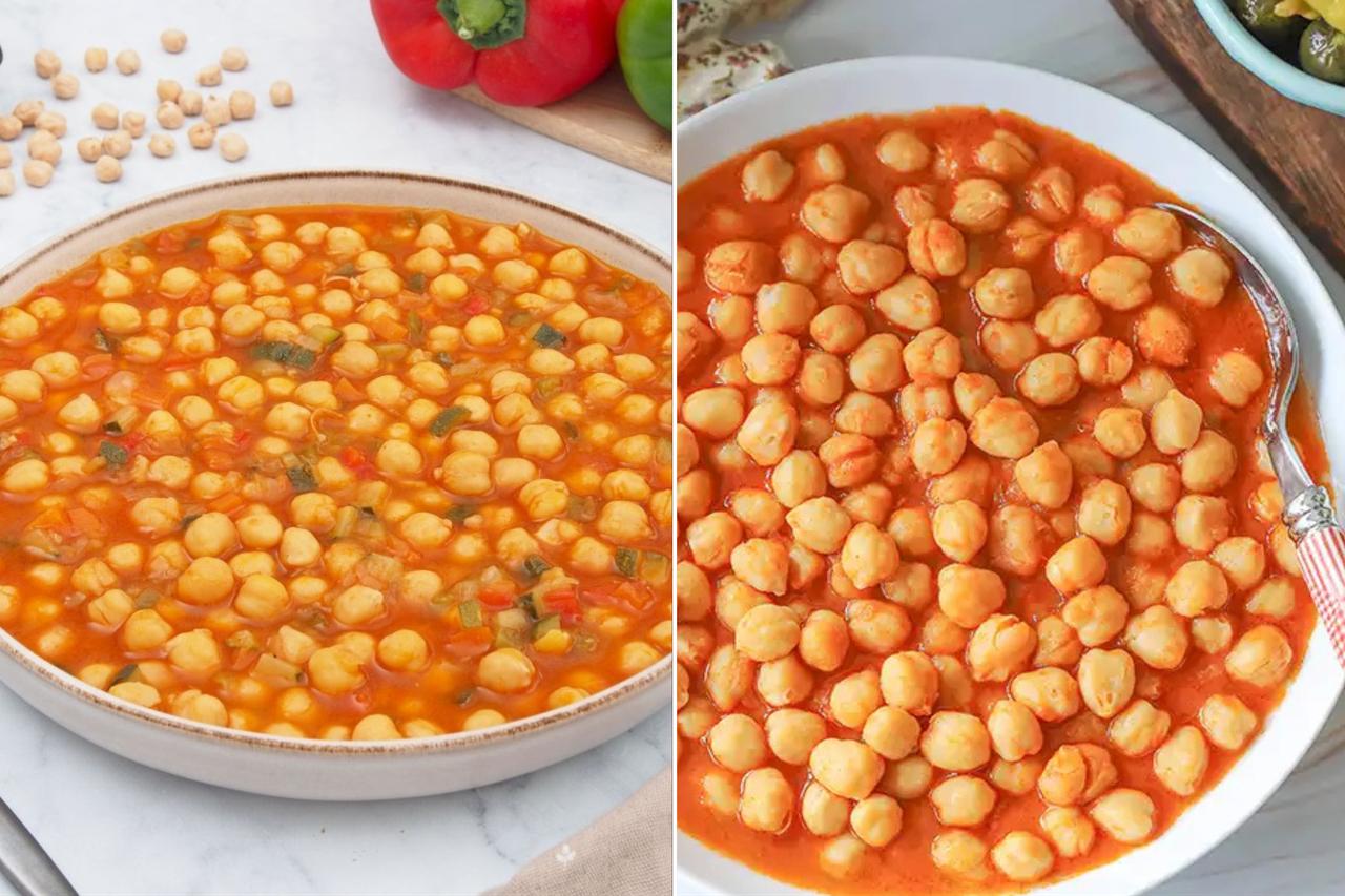 Spanish garbanzos guisados (left) and Türkiye’s nohut yemegi (right) both highlight chickpeas as a staple of everyday cooking. (Photo collage by Türkiye Today team)