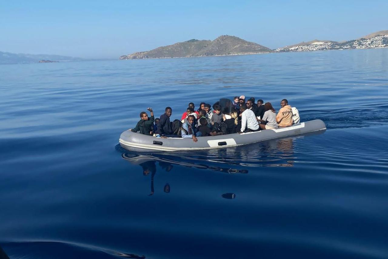 Irregular migrants on a boat, accessed on Sep. 3, 2025. (AA Photo)