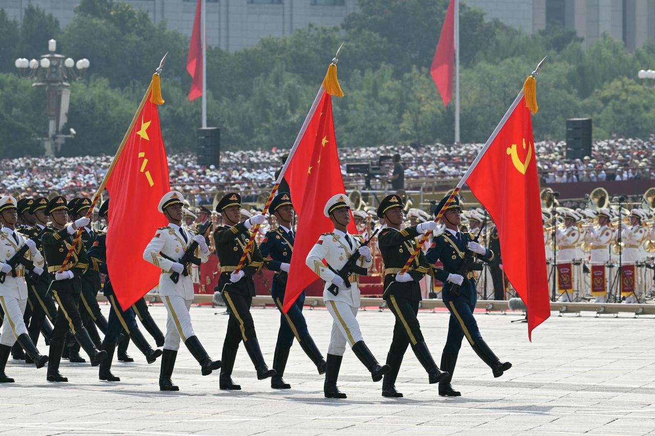 Chinese troops march during a military parade in Beijing’s Tiananmen Square, September 3, 2025. (AFP Photo)