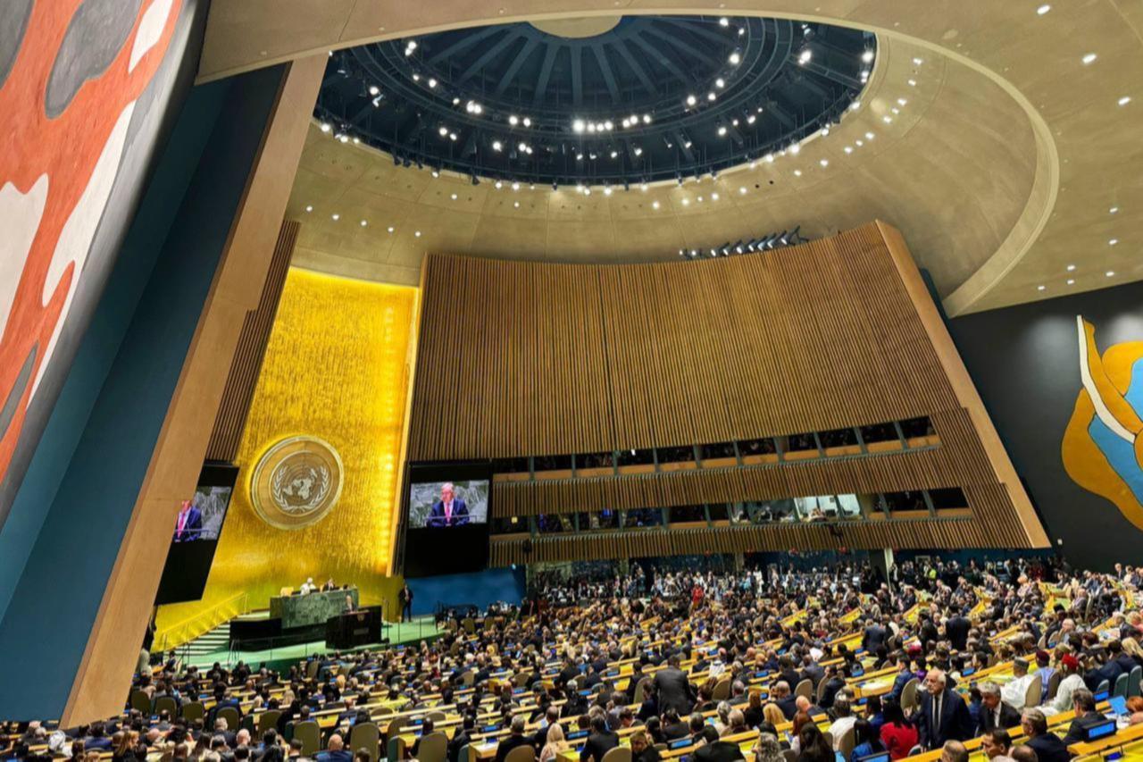 United Nations Secretary-General Antonio Guterres speaking during the opening speech of the 79th United Nations General Assembly. (Photo via X)
