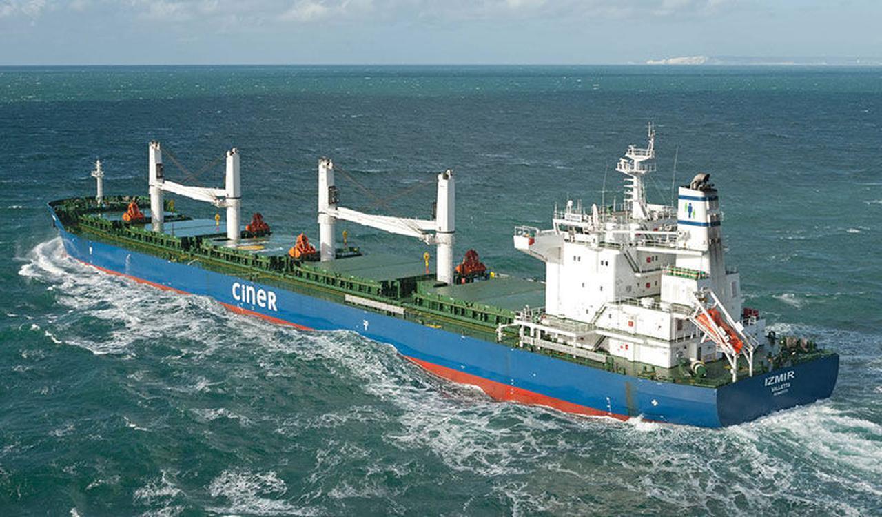 Ciner Shipping's bulk carrier "Izmir" navigates through open waters. (Photo via cinergroup.com.tr)