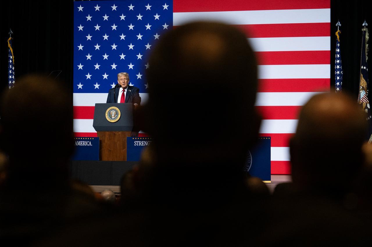 US President Donald Trump addresses senior military officers gathered at Marine Corps Base Quantico in Quantico, Virginia, September 30, 2025. (AFP Photo)