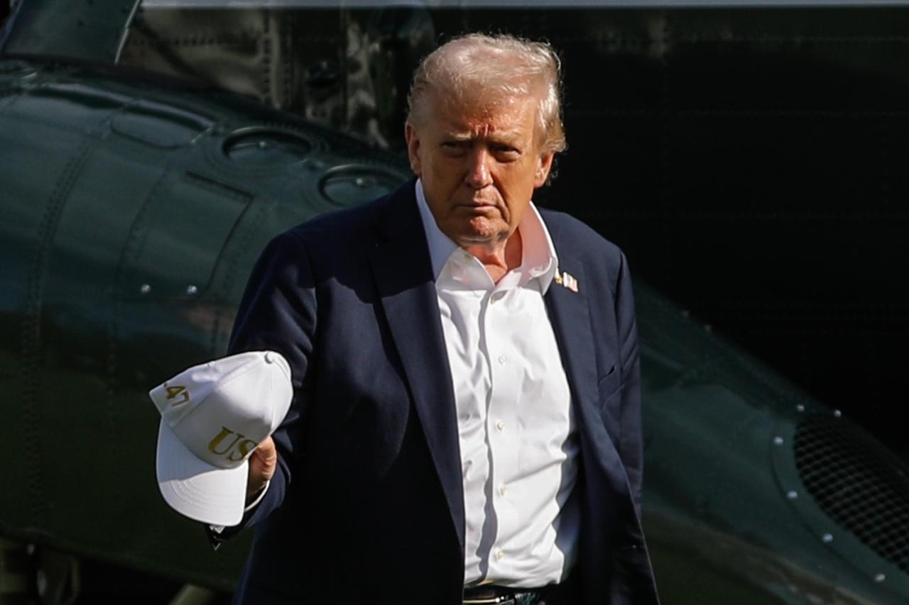U.S. President Donald Trump is on the White House South Lawn. Washington, United States of America, September, 27, 2025. (AA Photo)