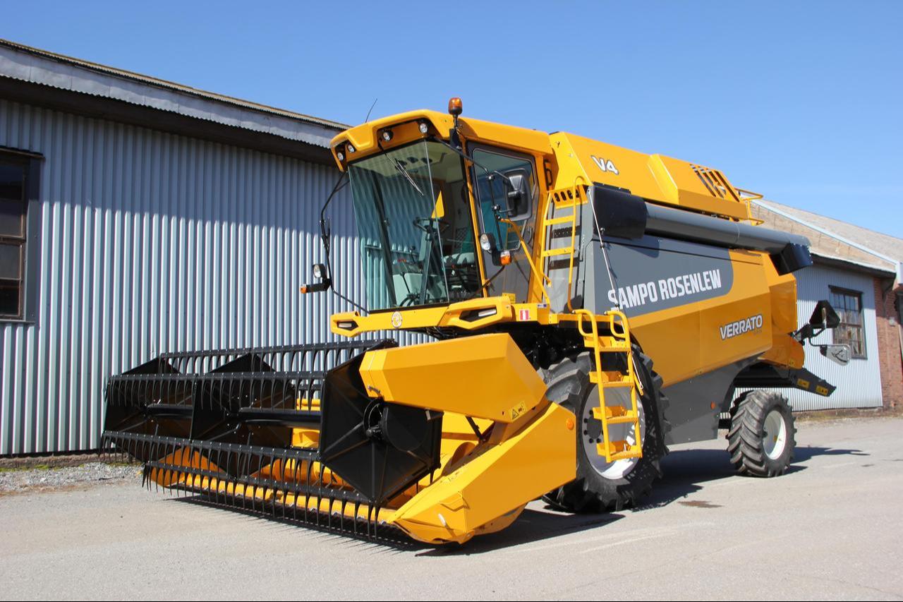 A Sampo-Rosenlew combine harvester is seen at the company’s facility in Pori, Finland. (Photo via sampo-rosenlew.fi)