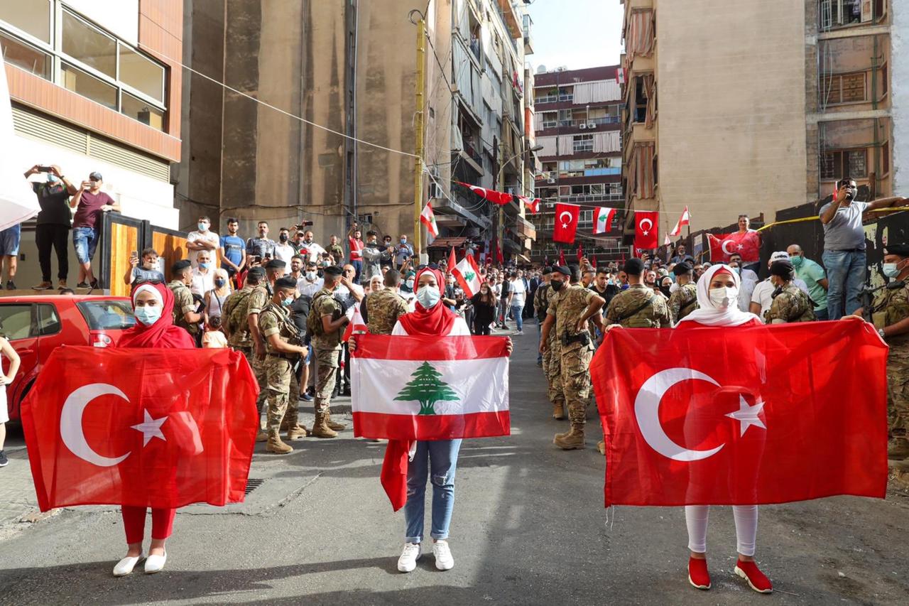Lebanese residents gather in Tripoli ahead of Turkish Vice President Fuat Oktay’s visit, August 8, 2020. (Courtesy of Turkish MFA)