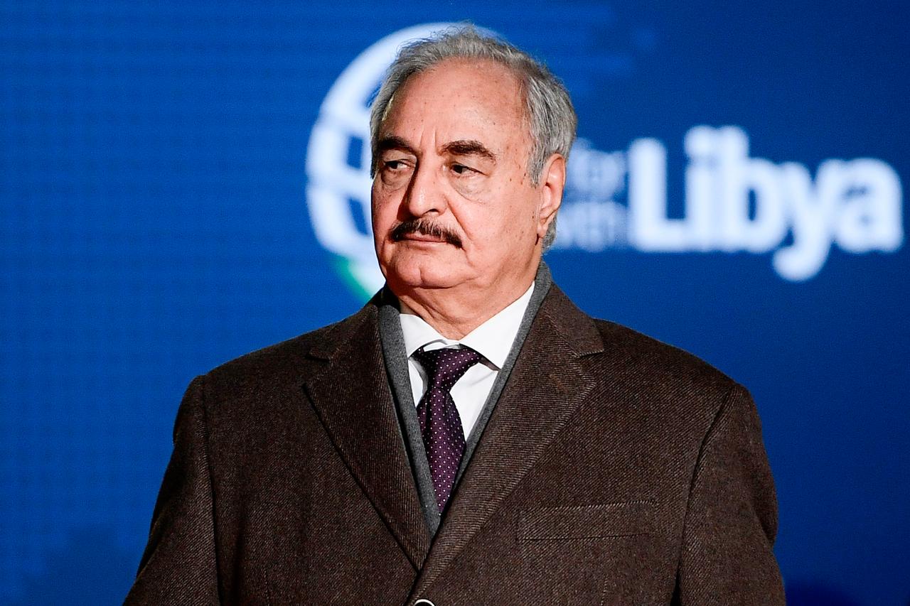Libyan National Army (LNA) Chief of Staff, Khalifa Haftar arrives for a conference on Libya, November 12, 2018 at Villa Igiea in Palermo, Italy. (AFP Photo)
