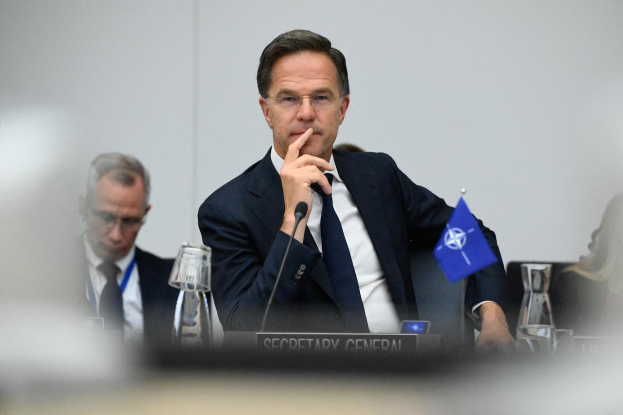 NATO Secretary General Mark Rutte looks on as he attends the Meeting of the Ukraine Defence Contact Group at the Nato headquarters, in Brussels, on June 4, 2025.(AFP Photo)