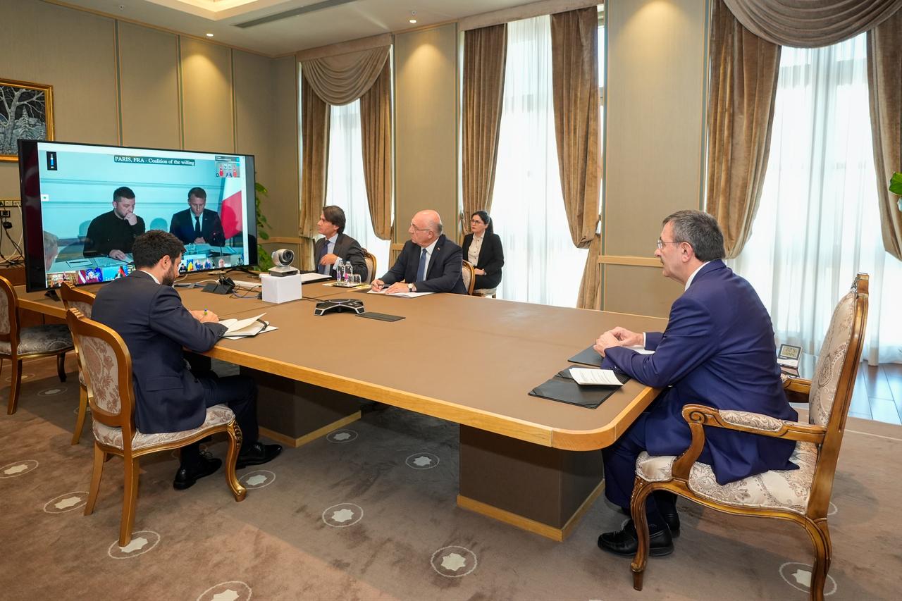 Vice President Cevdet Yilmaz virtually attends the fifth online Coalition of the Volunteer Leaders Summit in Ankara, Türkiye, September 4, 2025. (AA Photo)