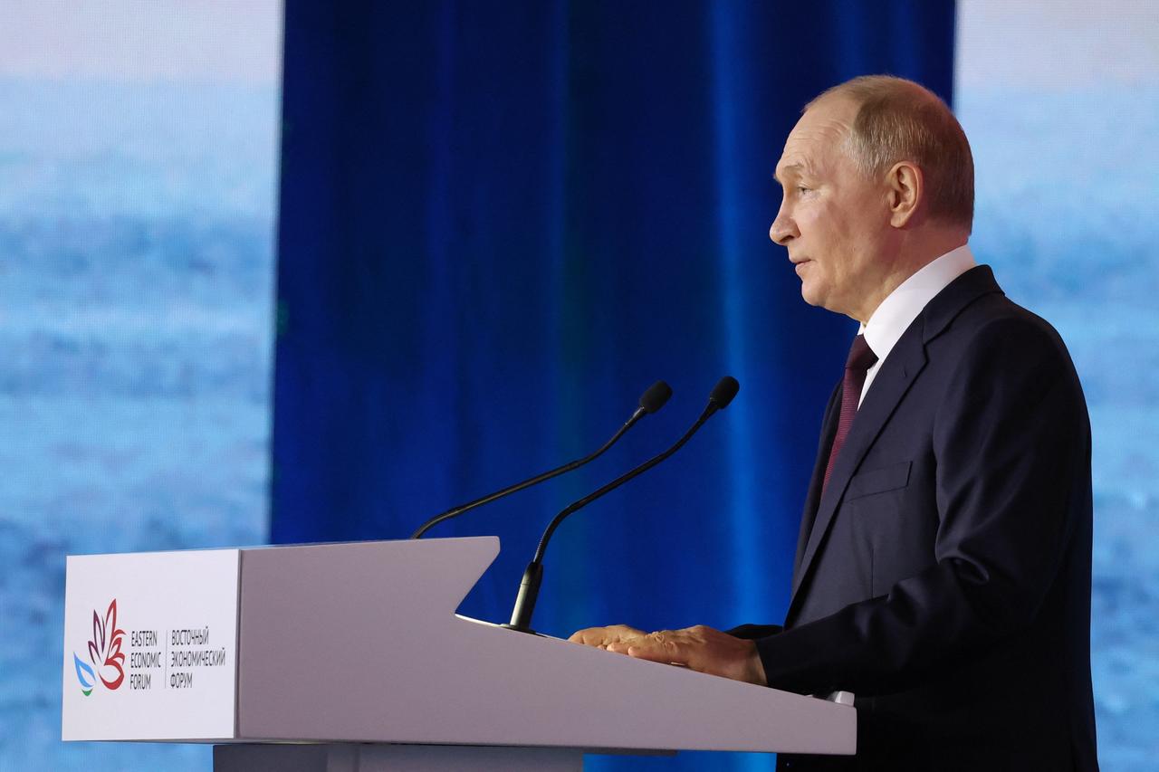 Russia's President Vladimir Putin gives a speech during the plenary session of the Eastern Economic Forum in Vladivostok, September 5, 2025. (AFP Photo)